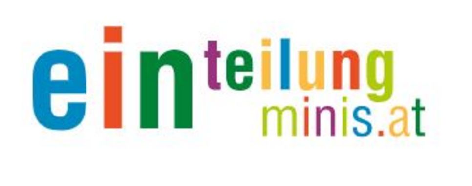 Buntes Logo mit Schriftzug Einteilung Minis.at