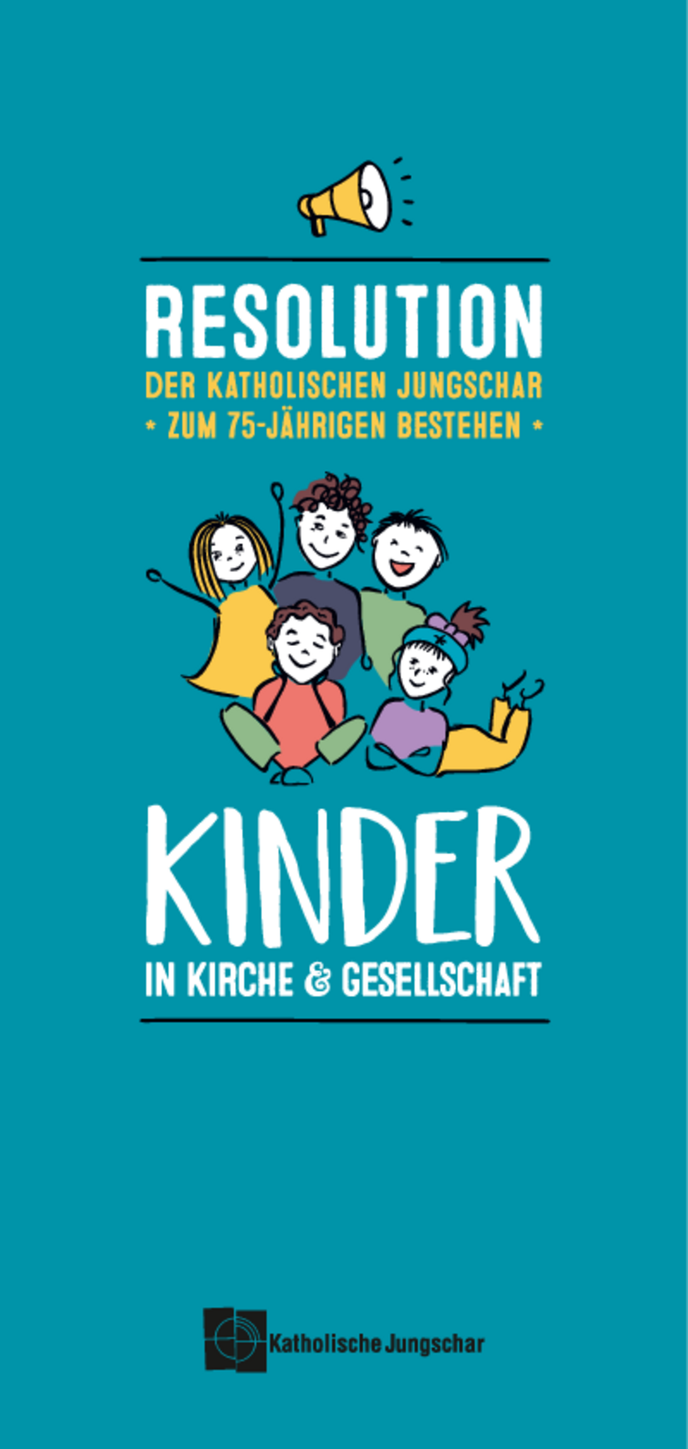 Gezeichnete Kindergruppe ziert das Cover der Resolution.