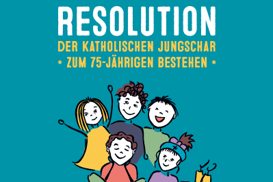 Gezeichnete Kindergruppe ziert das Cover der Resolution.